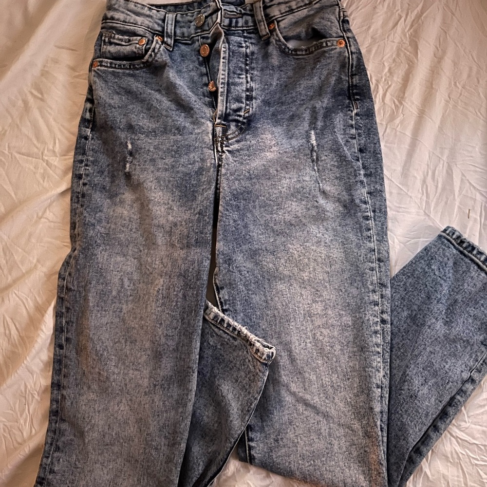 high rise button up jeans